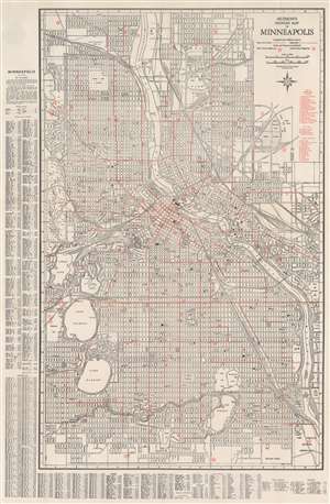 1948 Hudson Map Company City Plan or Map of Minneapolis, Minnesota