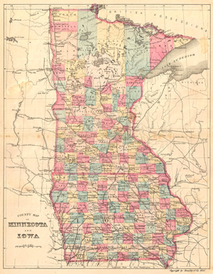 1881 Bradley Map of Minnesota and Iowa
