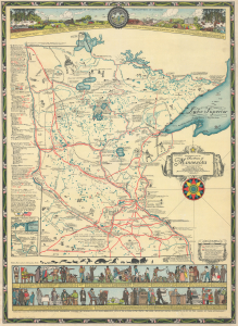 1931 Bell Pictorial Historical Map of Minnesota
