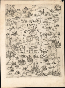 1551 Salamanca Map of Mirandola, Italy (Venice, Bologna, Mantua, Parma, Ferrara, Modena)