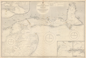 1919 British Admiralty Nautical Chart or Map of Mobile Bay and Mississippi Sound