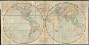 1839 Netherchit Missionary Map of the World w/ Republic of Texas