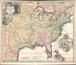 1720 Homann Map of the Mississippi Valley and British Colonies