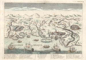 1720 / 1770 Chéreau / Basset View Map of the Gulf Littoral and New Orleans - 1st View of New Orelan