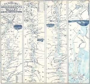 1863 Magnus View and Map of the Mississippi River Valley from New Orleans to St. Louis