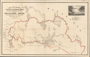 1884 Glazier Map 'Rediscovering' the Source of the Mississippi River, Minnesota