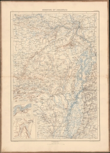 1890 Vorzet Map of Arkansas and Missouri, U.S. Civil War