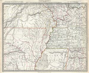 1833 S.D.U.K. Map of Missouri, Arkansas, Kentucky, Tennessee, Alabama and Mississippi