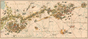 1942 Faller Pictorial WWII Route Map of the German 5th Infantry Div. on the Eastern Front