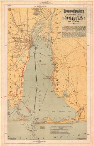 1889 Boudousquie Map of Mobile Bay, Alabama