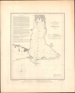 1851 U.S. Coast Survey Map or Chart of Mobile Bay, Alabama, Separate Issue