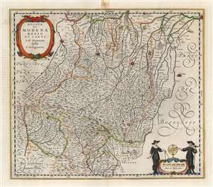 1662 Blaeu map of the Northern Italian region of Emilia-Romagna