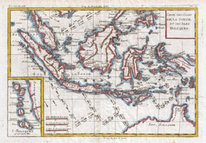 1780 Raynal and Bonne Map of the East Indies (Singapore, Java, Sumatra, Borneo)