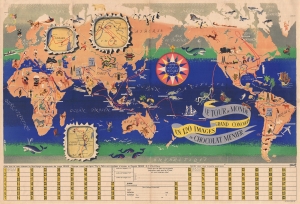 1956 J. B. Jannot Chocolates Menier Pictorial Map of the World