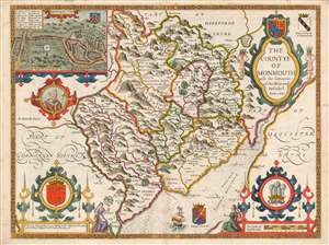 1676 John Speed County Map of Monmouthshire