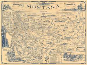 1937 Shope Pictorial Map of Montana
