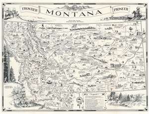 1937 Shope Pictorial Map of Montana