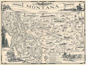 1937 Shope Pictorial Map of Montana