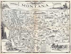 1937 Shope Pictorial Map of Montana