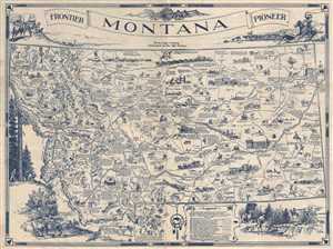 1937 Shope Pictorial Map of Montana