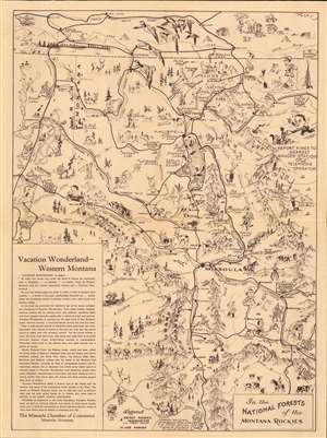 1940 LaCasse Pictorial Tourist Map of Western Montana