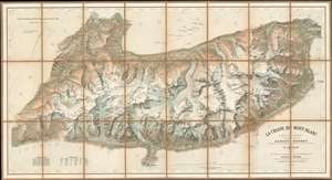 1896 Imfled Map of Mont-Blanc Mountian Range, Alps, Switzerland