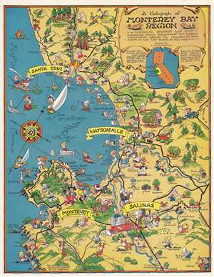 1950 Ruth Taylor Pictorial Map of Monterey Bay, California