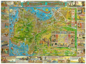 1981 Bibler Pictorial Map of the Monterey Peninsula, California