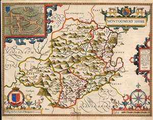 1646 John Speed County Map of Montgomeryshire