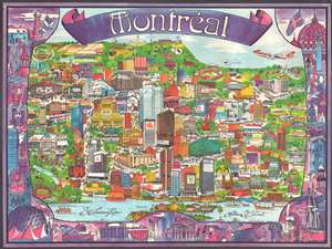 1974 Lavelle Pictorial Map of Montreal, Quebec, Canada