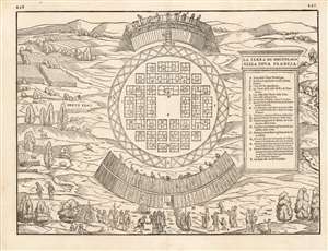 1565 Ramusio Map of Hochelaga (first printed depiction of a North American Settlement)
