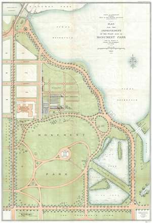 1904 U.S. Army Map of Monument Park, National Mall, Washington D.C.
