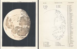 1892 Philip Map or Chart of The Moon on the 11th Day