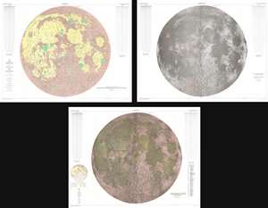 1961 U.S. Geological Survey Set of Three Maps of the Moon