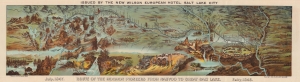 1899 Panoramic View Map 'Route of the Mormon Pioneers' (Nebraska, Utah, Wyoming)