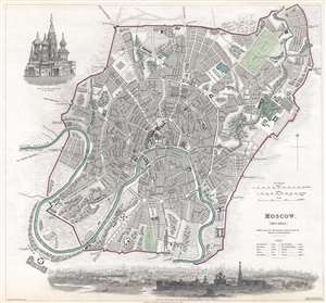 1836 S.D.U.K. City Map or Plan of Moscow, Russia