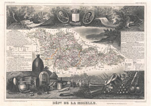 1852 Levasseur Map of the Department De La Moselle, France