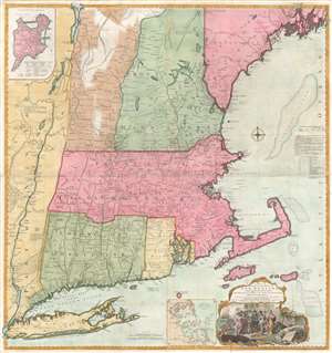 1774 Jefferys and Braddock Mead Map of New England (Most Inhabited Part)