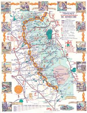 1960 Wintle Pictorial Tourist Map of the Mother Lode Gold Region, California