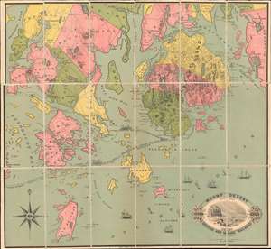 1880 Warren Map of Mount Desert Island for Boston and Maine Railroad