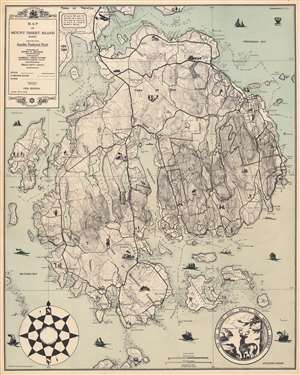 1934 Higgins Map of Mount Desert Island, Maine