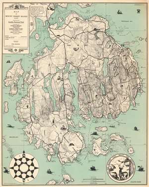 1934 Higgins Map of Mount Desert Island, Maine