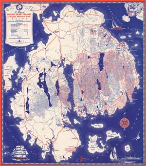 1938 National Survey Company Map of Mount Desert Island, Maine
