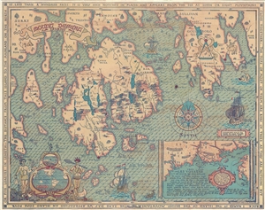 1932 Luther S. Phillips Pictorial Map of Mount Desert Island