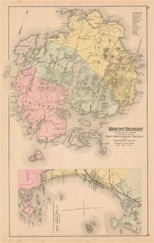 1890 Stuart Map of Mount Desert Island, Maine