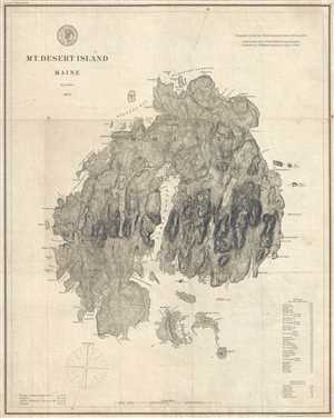 1875 U.S. Coast Survey Map of Mount Desert Island, Maine