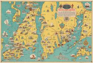 1933 Haley / Hetherington Pictorial Map of Rhode Island and Massachusetts