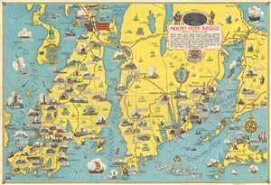 1939 Haley and Hetherington Pictorial Map of Rhode Island and Massachusetts