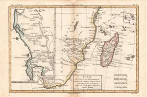 1780 Raynal / Bonne Map of South Africa, Zimbabwe, Madagascar, and Mozambique