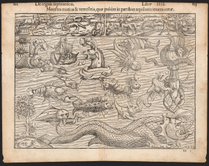 1559 Munster View of Sea Monsters and Fantastical Beasts